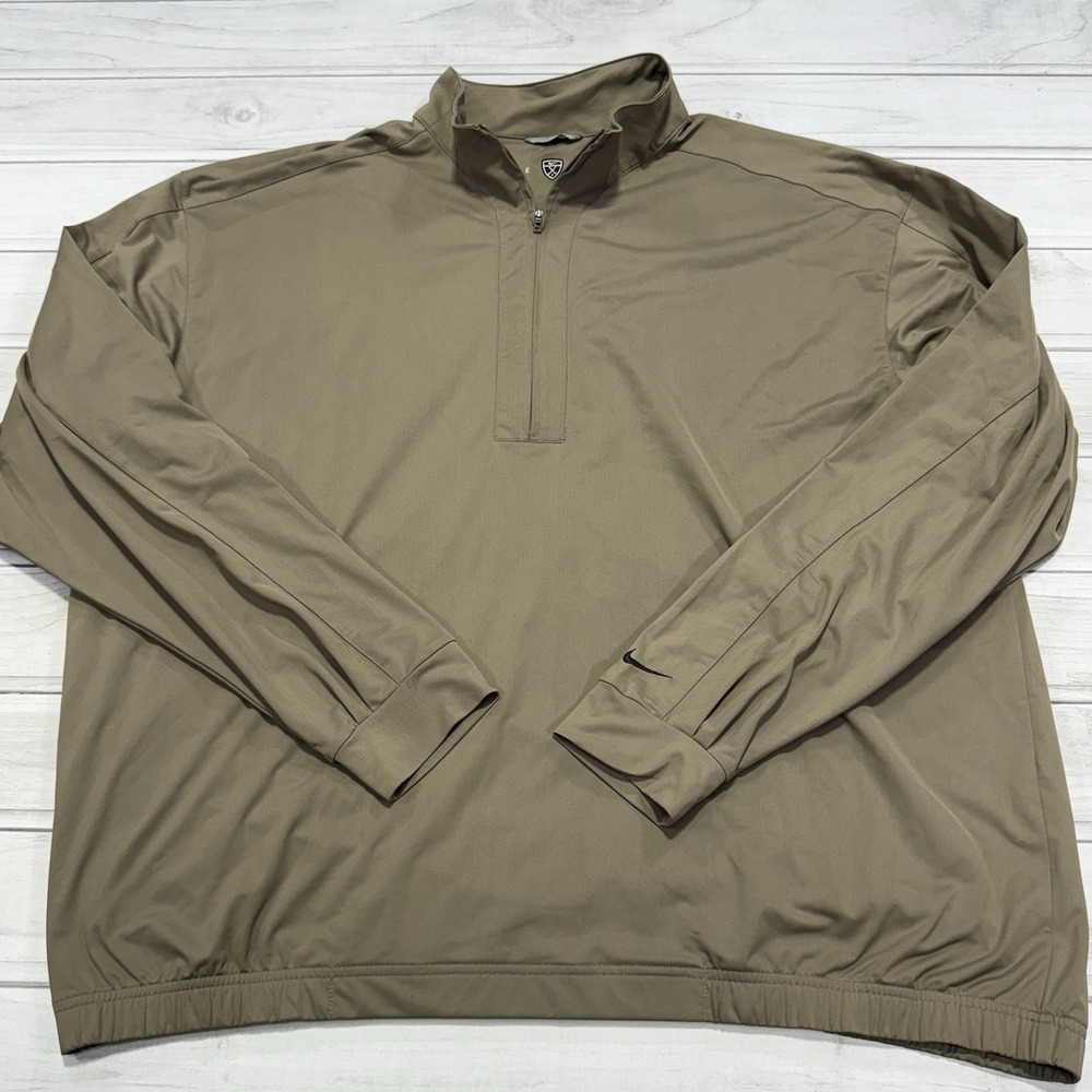 Vintage Nike Golf Jacket Mens XXL Brown 1/4 Zip Rain Windbreaker Windstopper